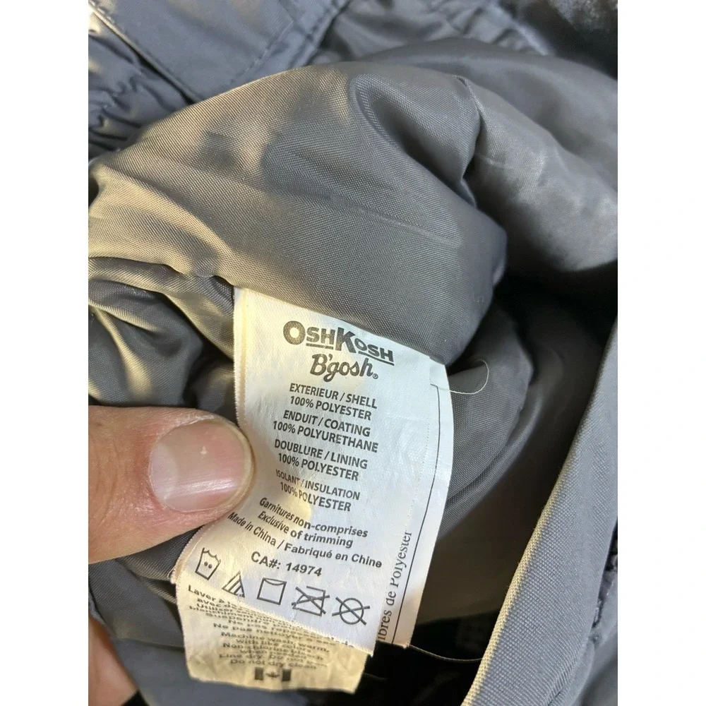 OshKosh B'gosh Girls Snow Bibs Size 7 Grey Pink Butterfly Print Lining Ski Pants